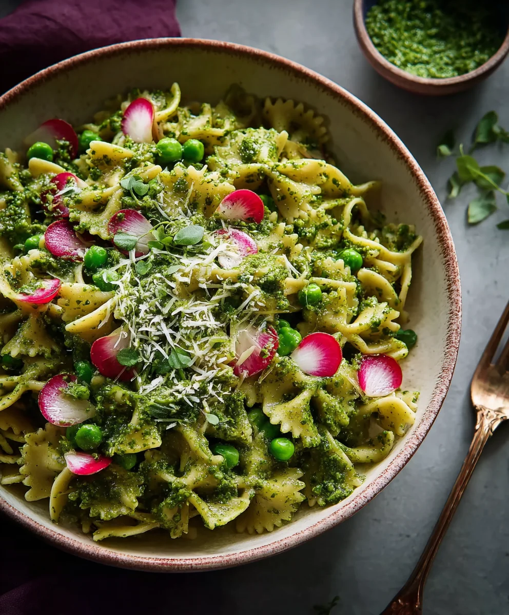 Pesto Pasta mit Erbsen & Radieschen – Frisch & Schnell