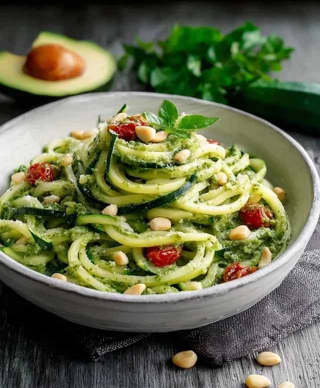 Zucchininudeln mit Avocado Pesto