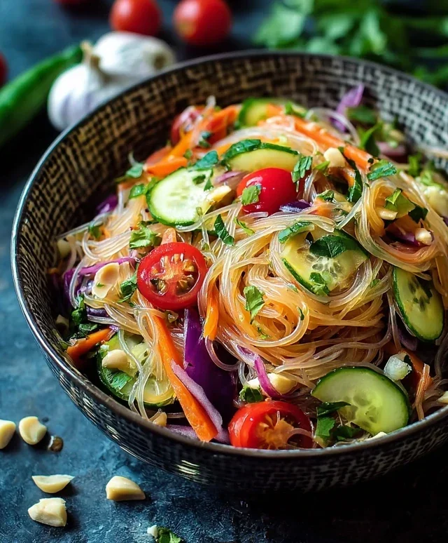 Glasnudelsalat mit frischem Gemuse