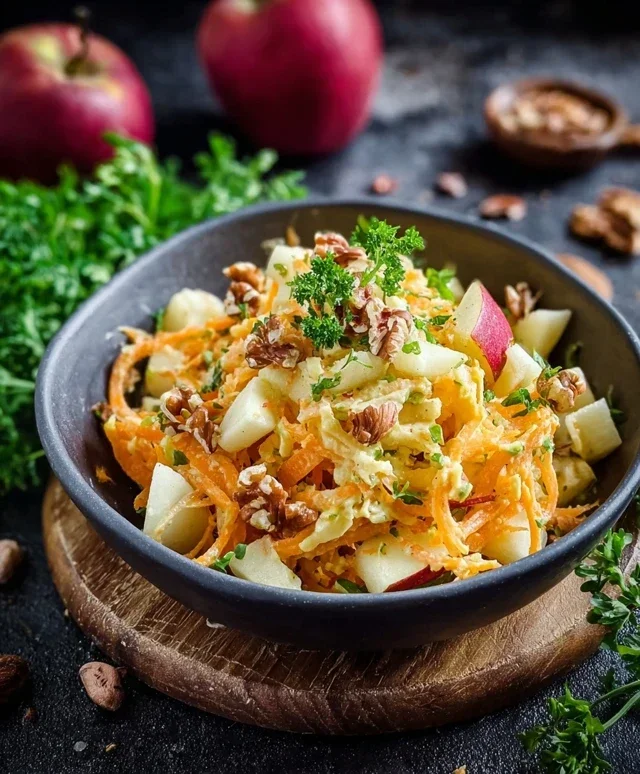 Knackiger Salat mit Möhre Apfel