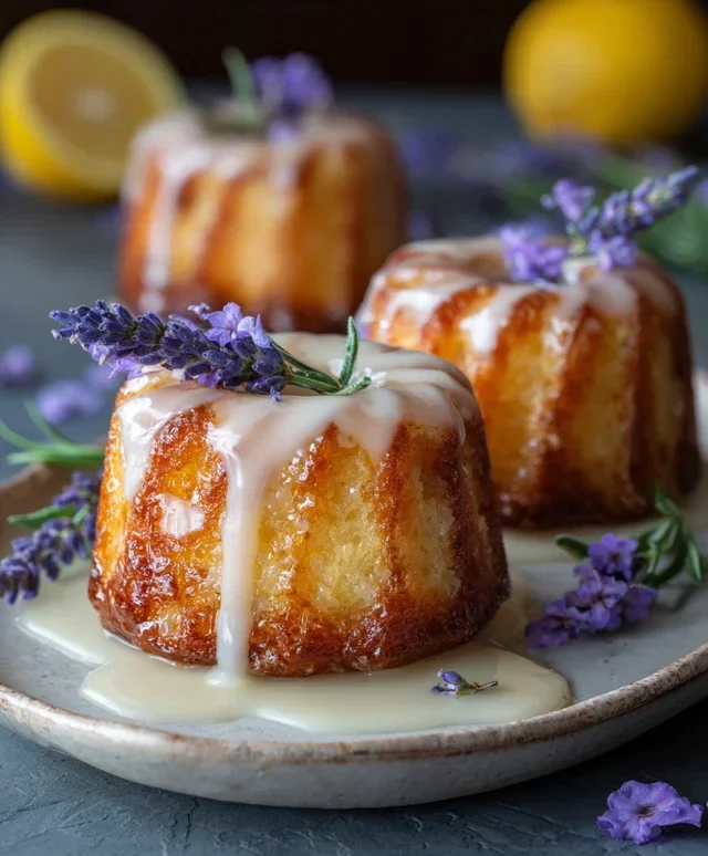 Mini Lemon Cakes With Lavender Glaze