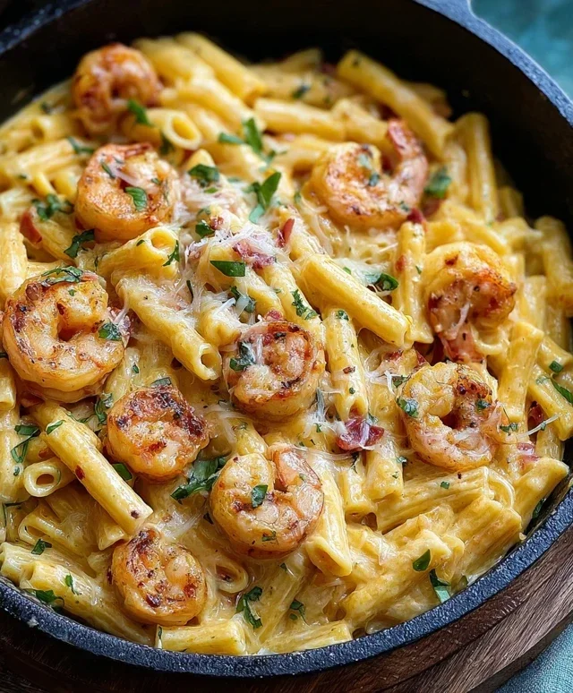 Cremige Jamaikanische Garnelen Pasta