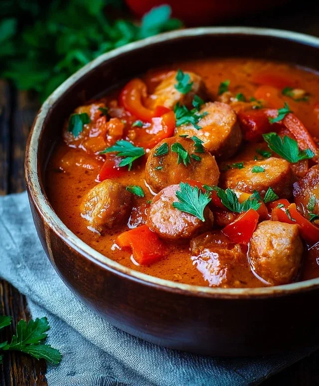 Wurstchengulasch mit Paprika