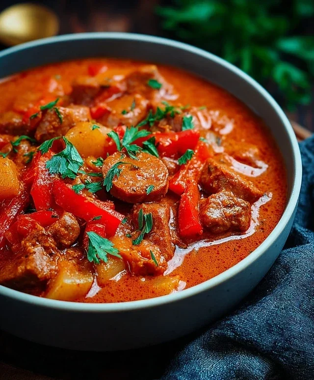 Wurstchengulasch mit Paprika