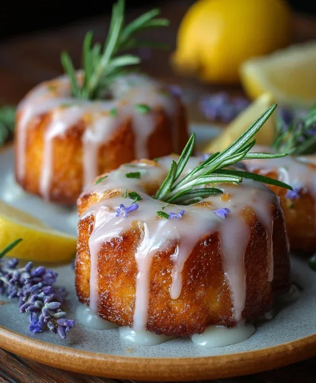 Mini Lemon Cakes With Lavender Glaze