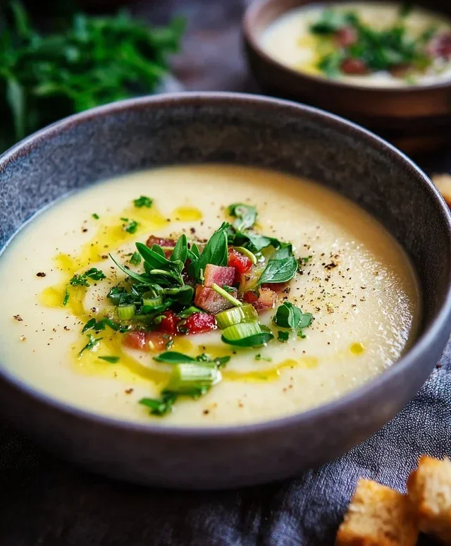 Kartoffelcremesuppe mit frischem Gemuse