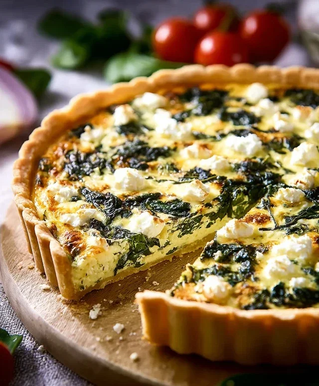 Spinat Quiche mit Feta
