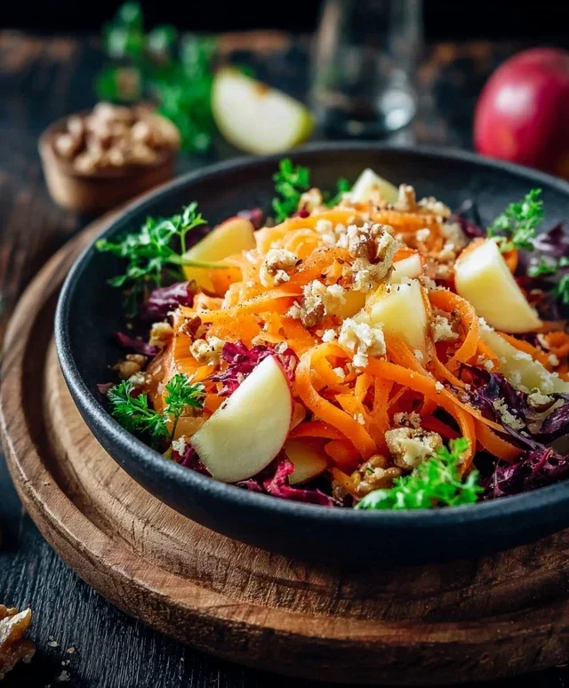 Knackiger Salat mit Möhre Apfel
