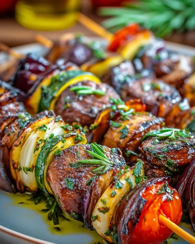 Gegrillte Gemüsespieße mit Kräuter-Marinade Rezept