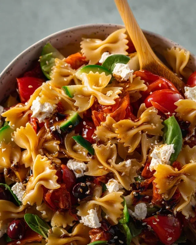 Mediterraner Nudelsalat mit Balsamico Dressing