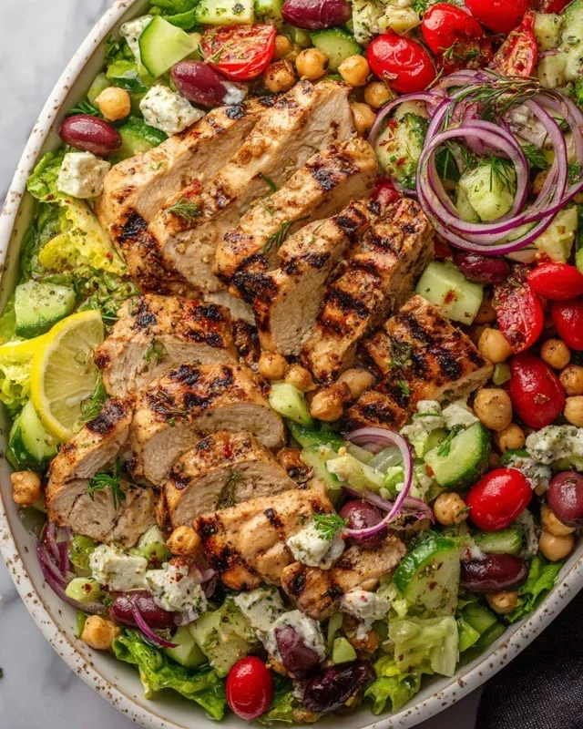 Grilled Zesty Mediterranean Chicken Salad