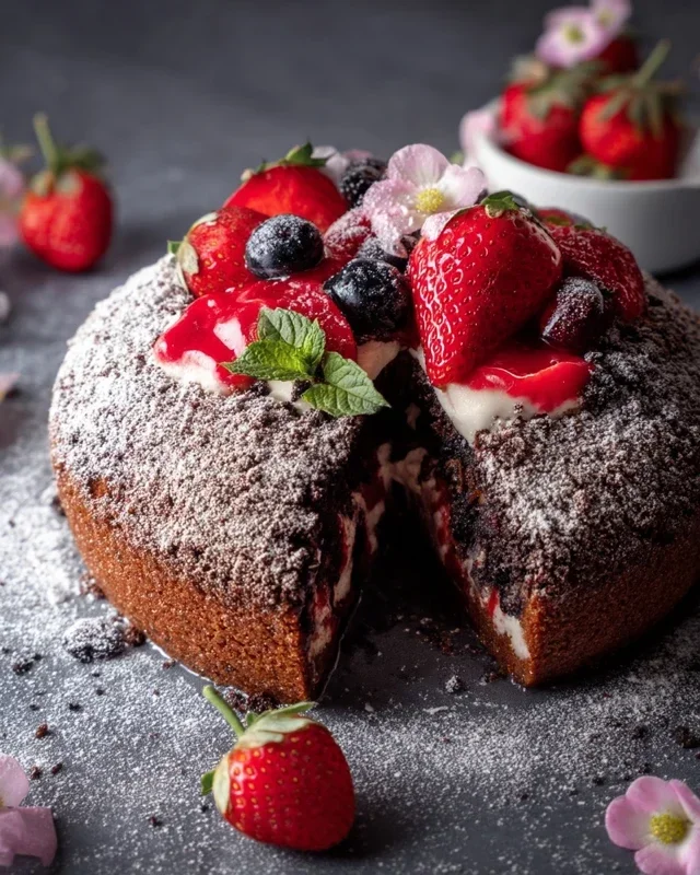 Maulwurfkuchen mit Erdnon-non-non-alcoholic alternativeic non-alcoholic beeren