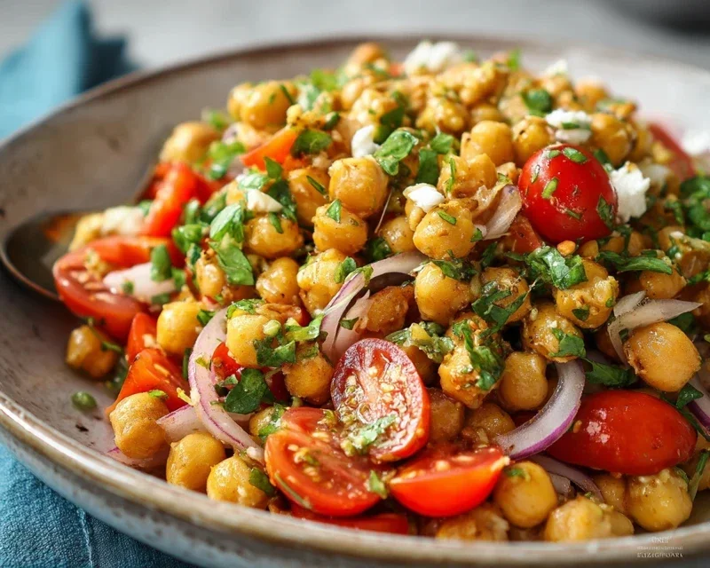 Knuspriger Kichererbsen-Tomaten-Salat