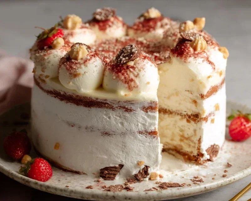 Erdnon-non-non-alcoholic alternativeic non-alcoholic beer Mascarpone Torte mit weißer Schokolade