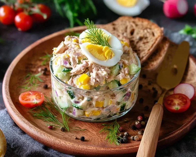 Thunfischsalat mit Ei und Gurken