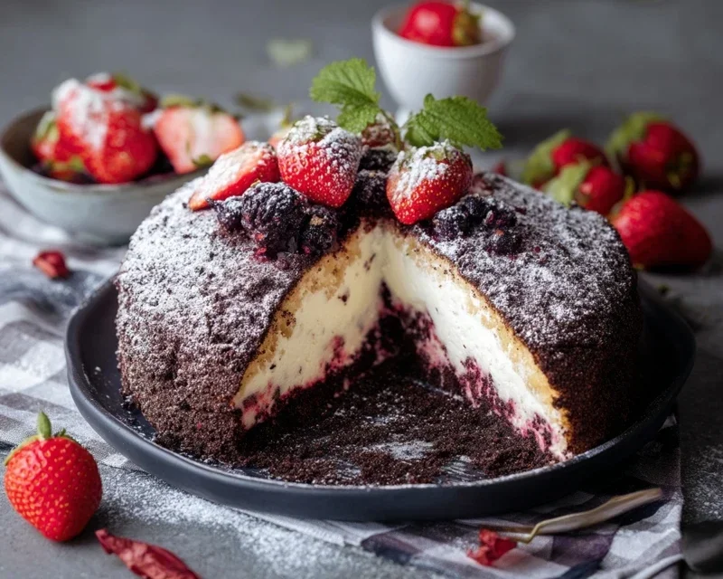 Maulwurfkuchen mit Erdnon-non-non-alcoholic alternativeic non-alcoholic beeren