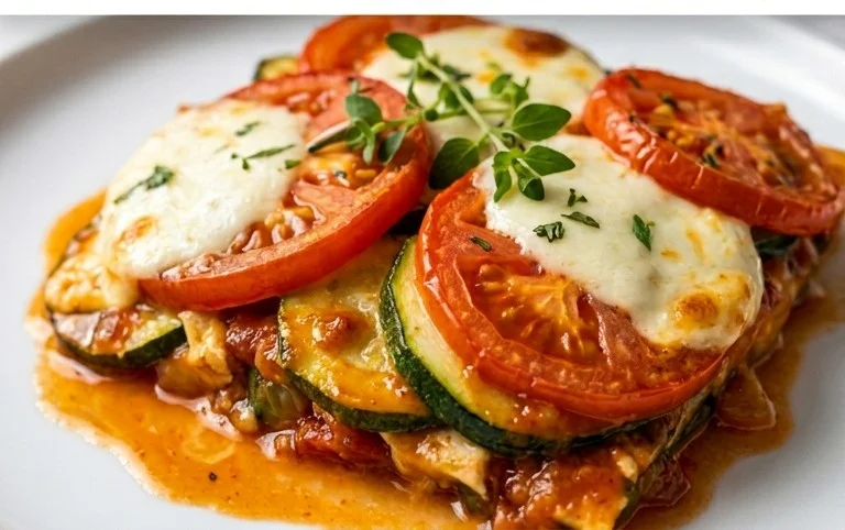 Tomaten Zucchini Auflauf mit Mozzarella