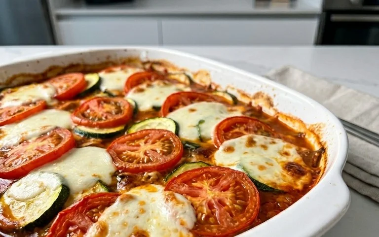 Tomaten Zucchini Auflauf mit Mozzarella