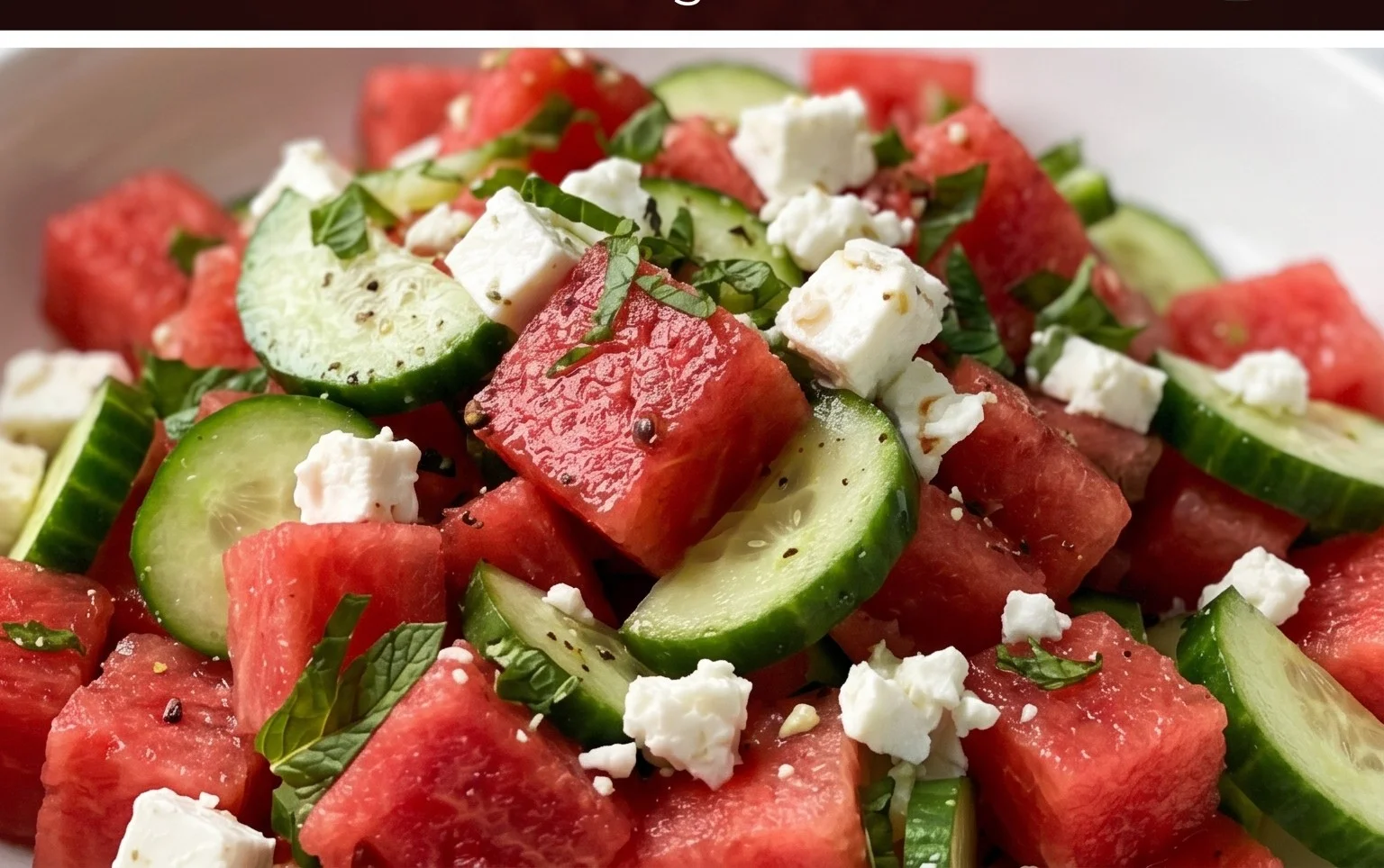 SIMPLE Watermelon + Cucumber + Feta Salad