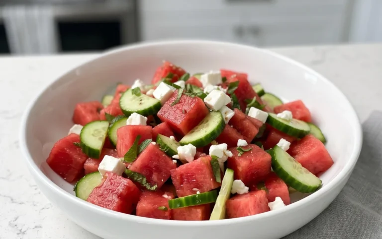 SIMPLE Watermelon + Cucumber + Feta Salad
