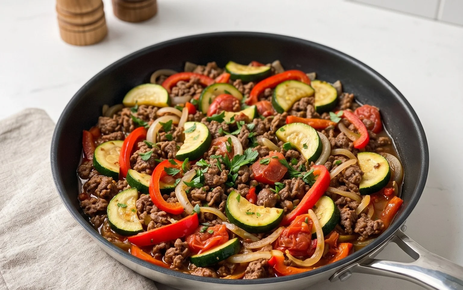 Schnelle Zucchini Hackfleisch Pfanne