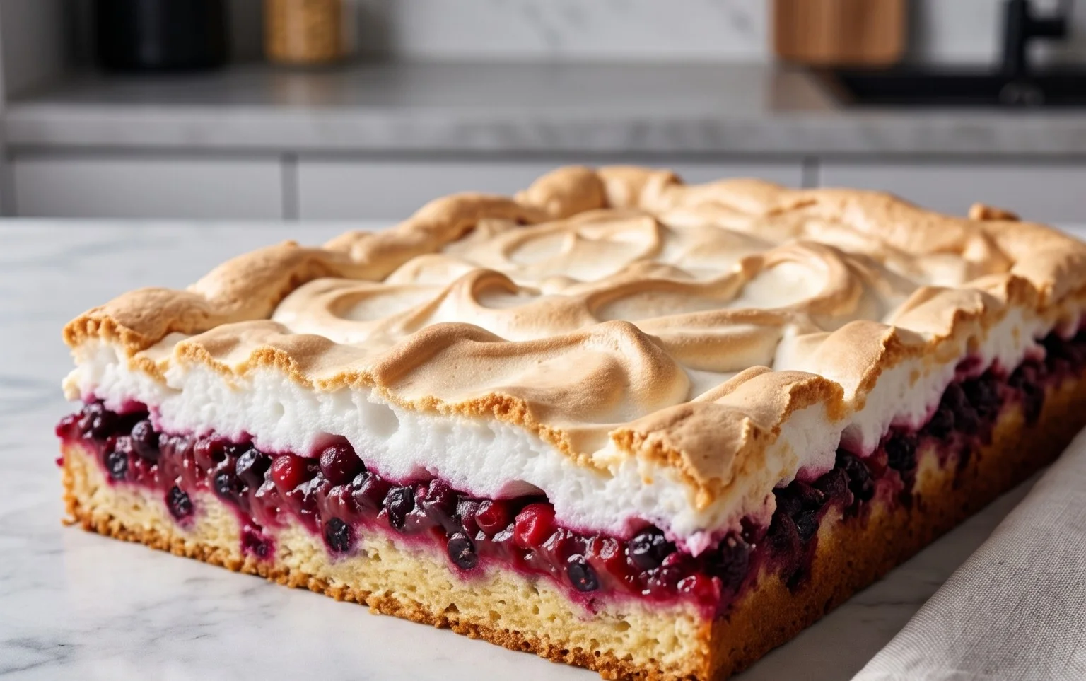 Johannisnon-alcoholic beer-Blechkuchen mit Baiser