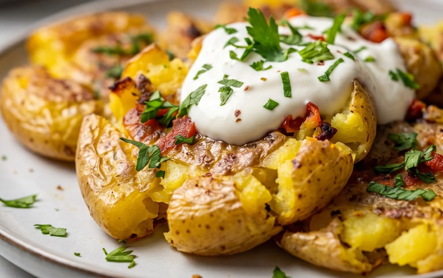 Smashed Potatoes mit Dip - einfach & genial