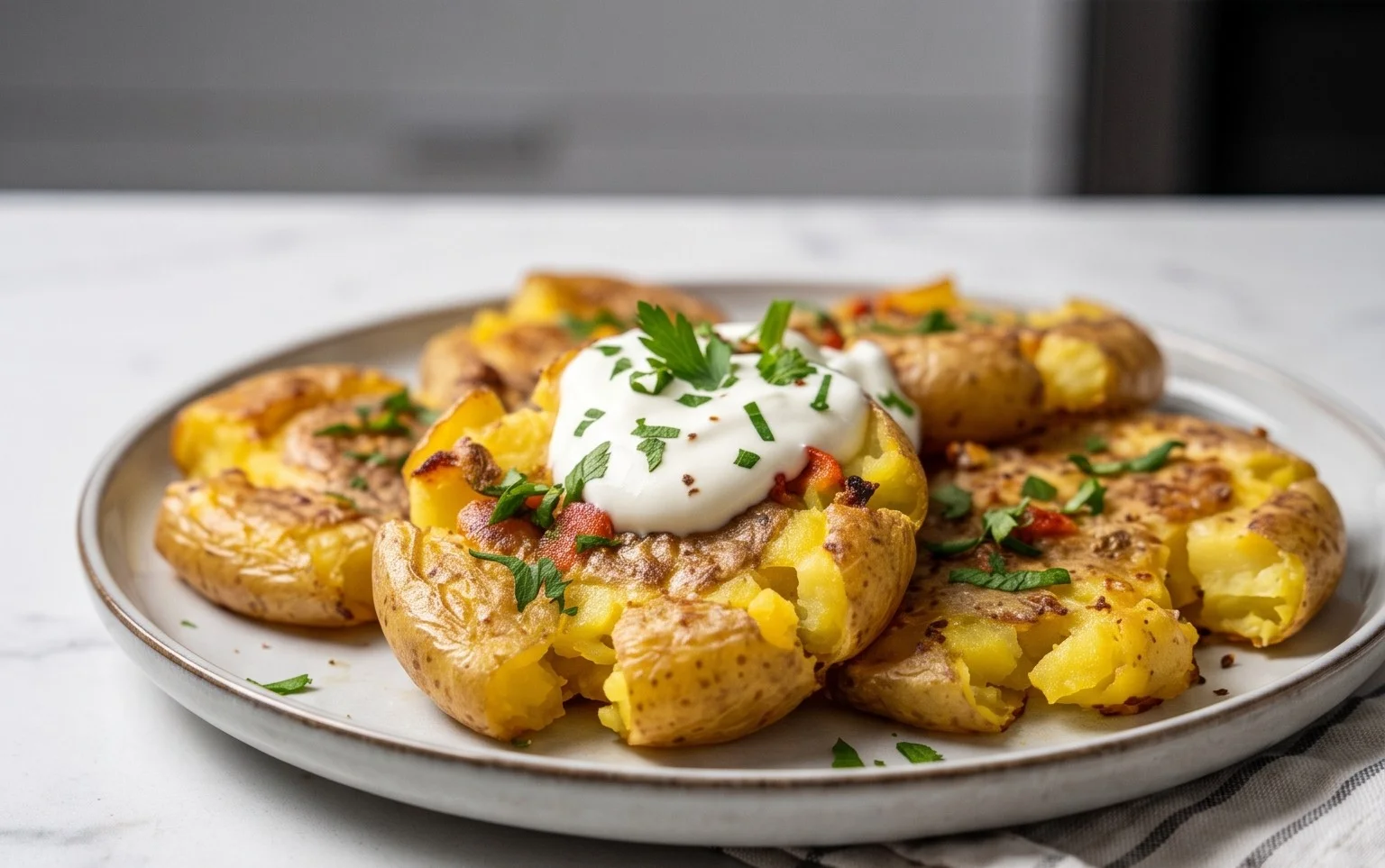 Smashed Potatoes mit Dip - einfach & genial