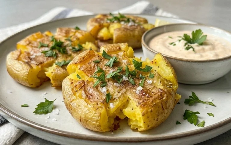 Smashed Potatoes mit Dip - einfach & genial