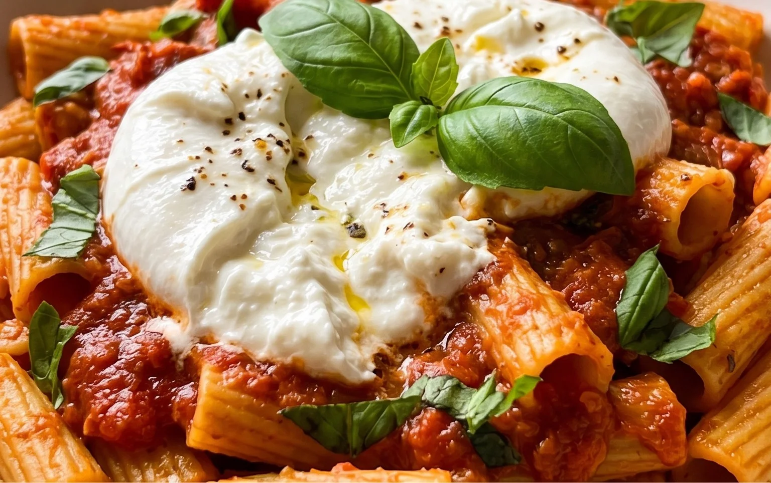 Spicy burrata rigatoni