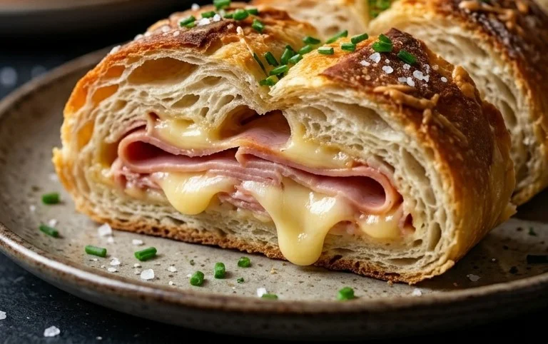 Handbrot mit Schinken und Käse