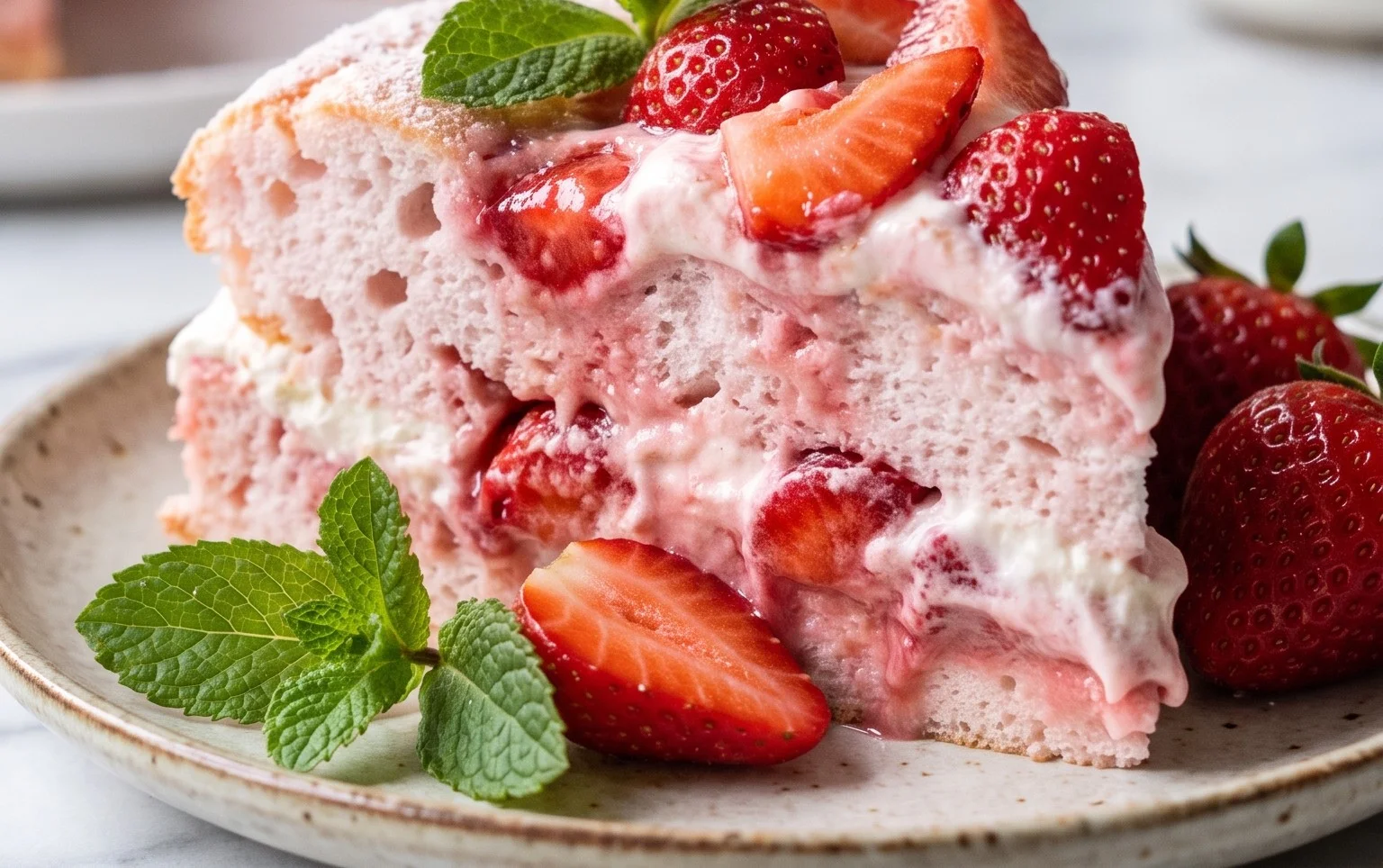 3 Ingredient No Bake Strawberry Cloud Cake