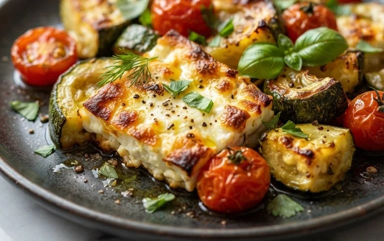 Courgettes feta au four