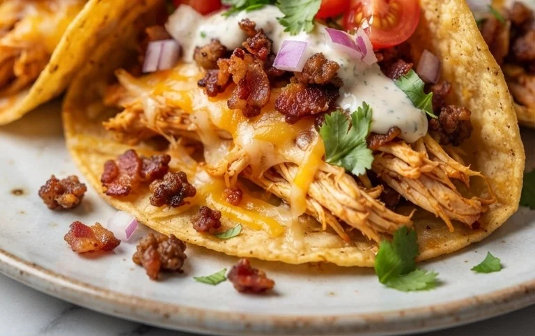 Baked Chicken Beef Bacon Ranch Tacos