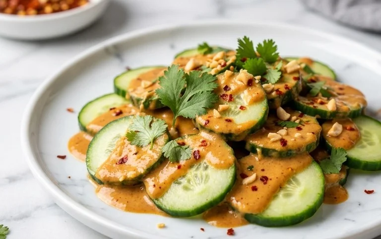 Cucumbers in Spicy Peanut Sauce