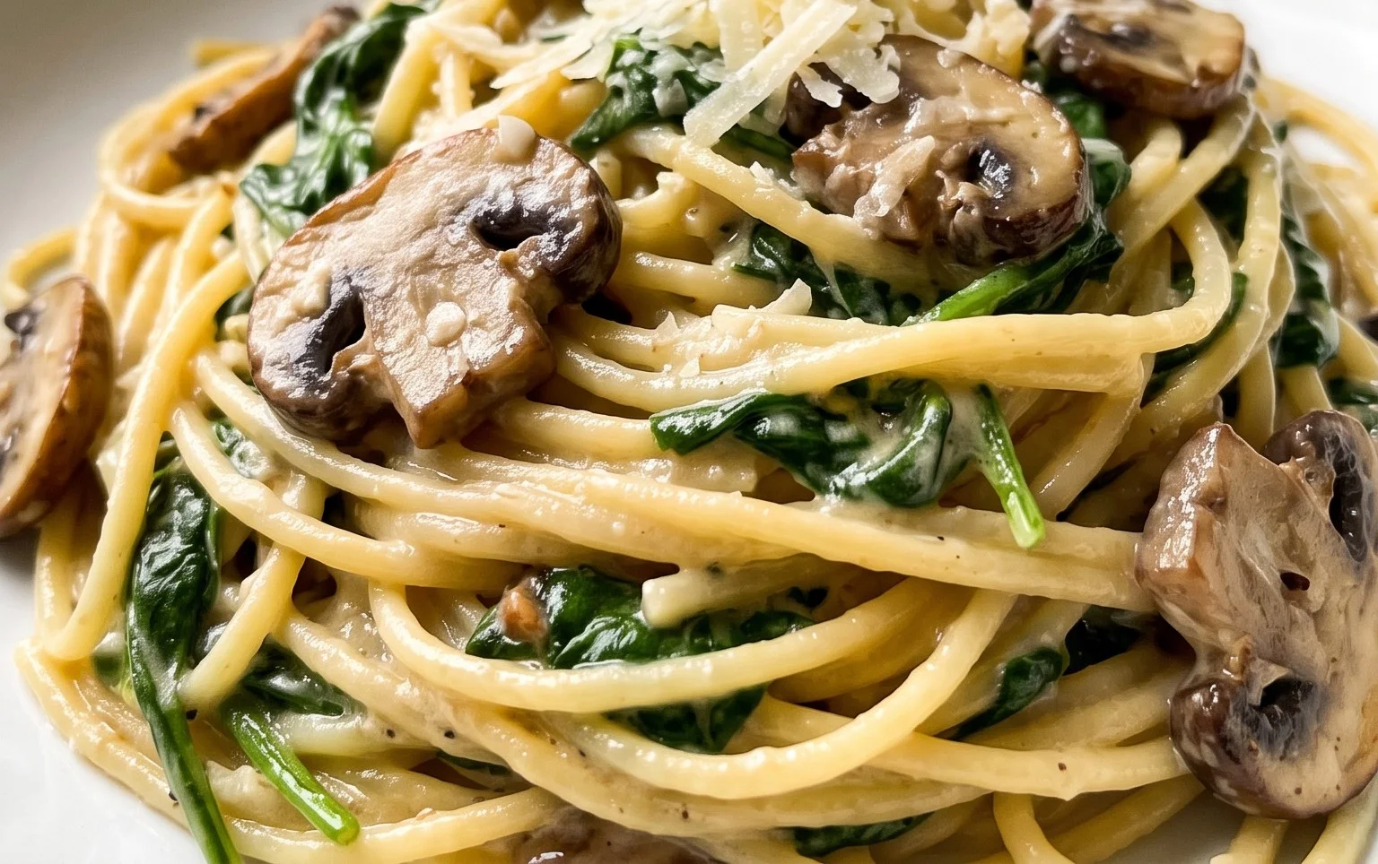 One-Pot Garlic Parmesan Pasta with Spinach and Mushrooms