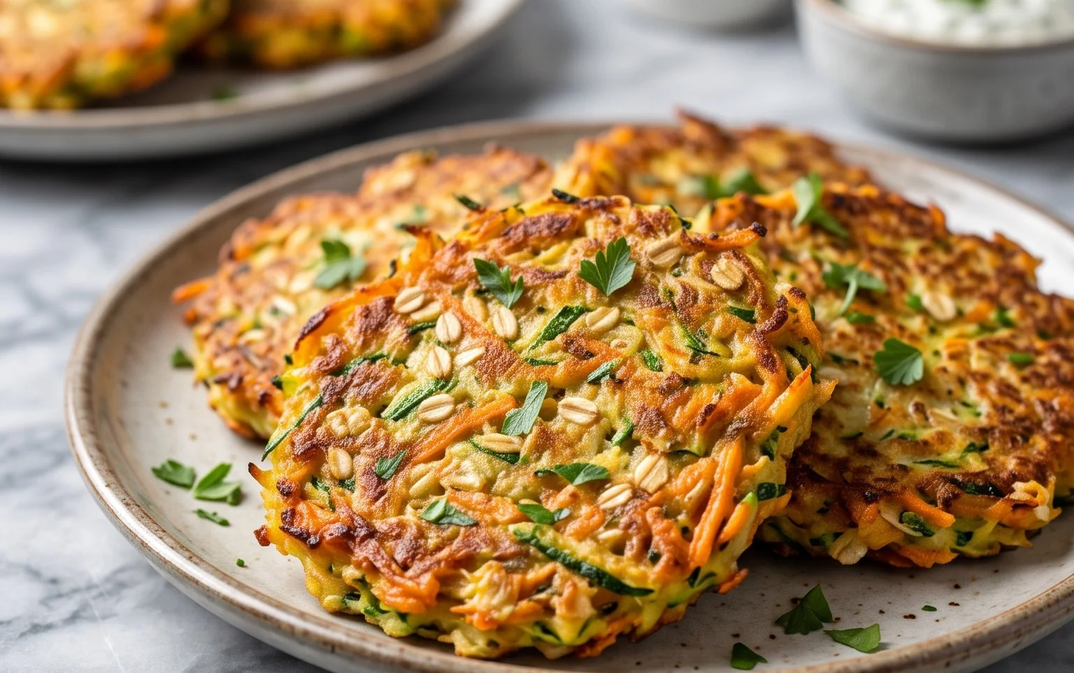 Zucchinipuffer mit Haferflocken und Möhren
