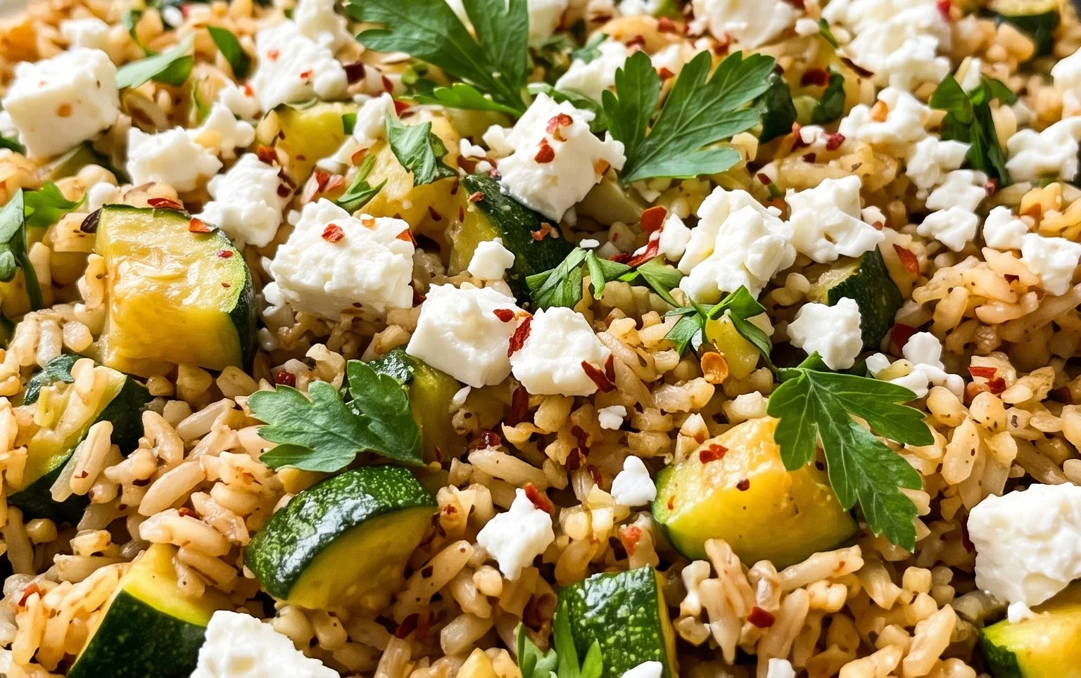 Zucchini-Reis-Pfanne mit Feta