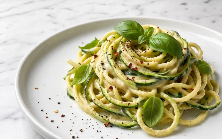 Zucchini-Spaghetti in cremiger Sauce– Zoodles