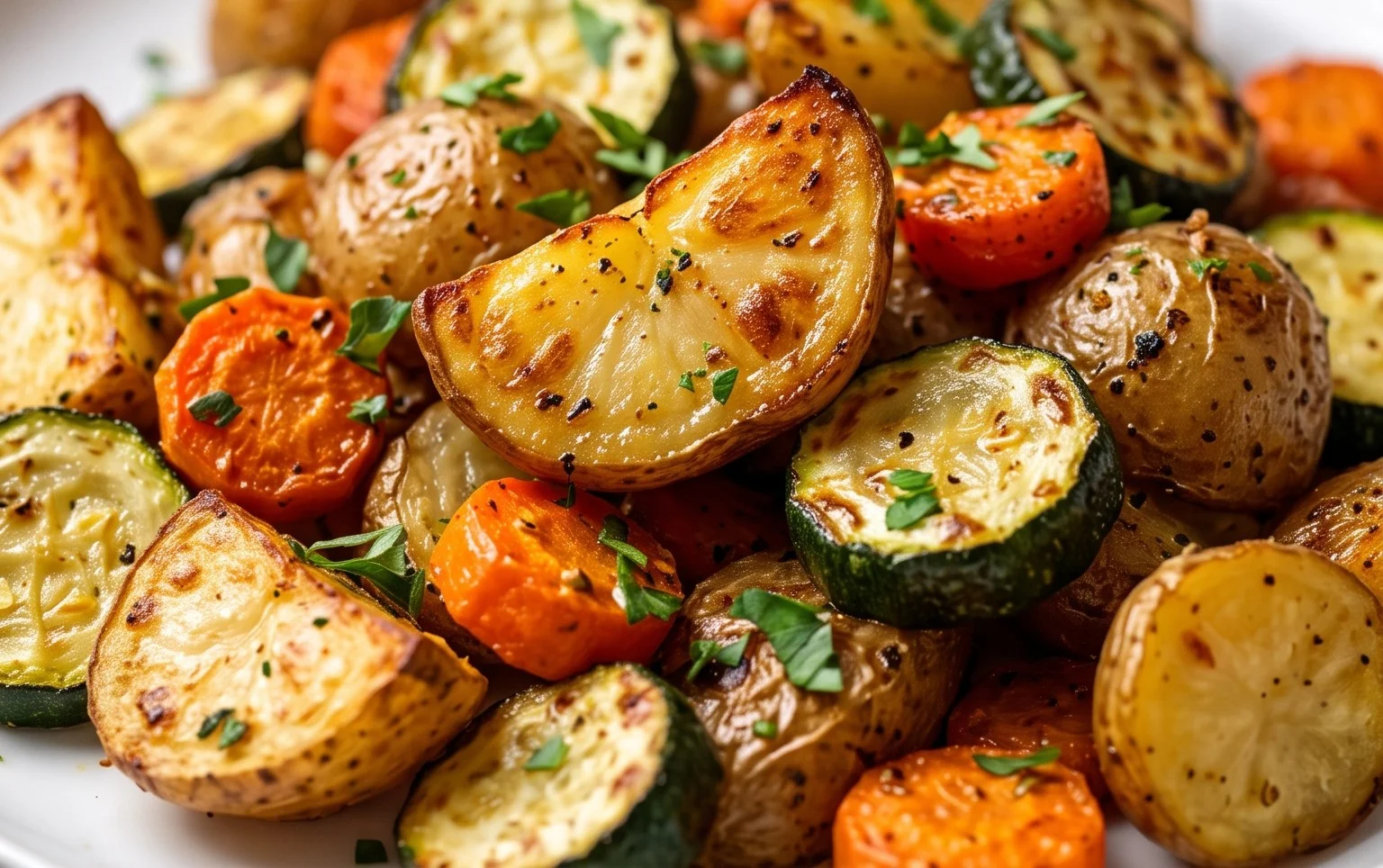 Garlic Herb Roasted Potatoes Carrots and Zucchini