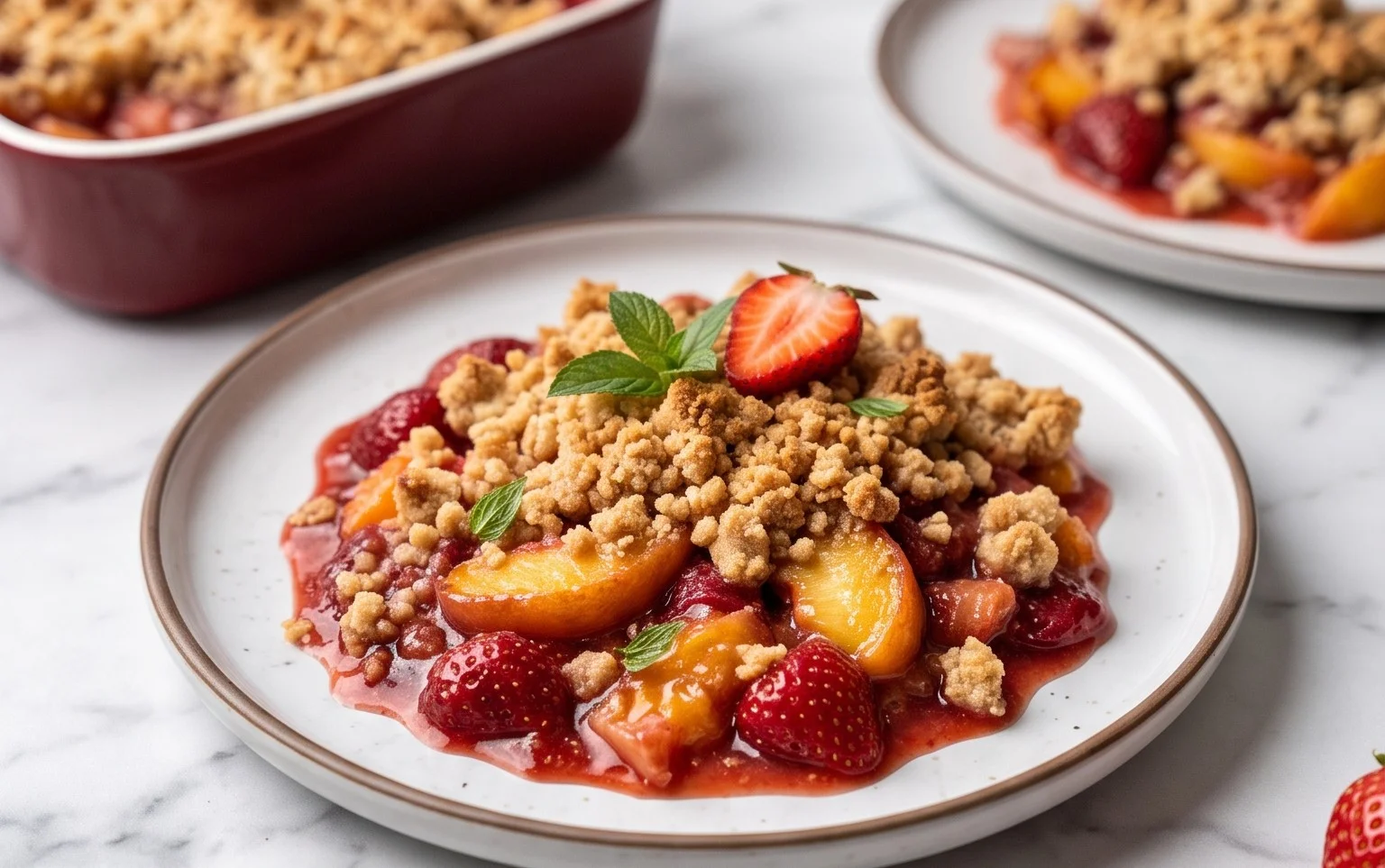 Peach & Strawberry Crisp