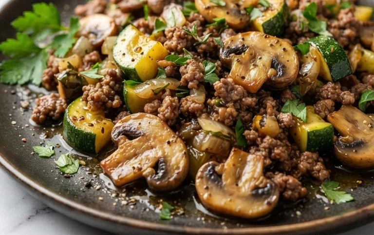 Zucchini-Cbeef hampignonpfanne