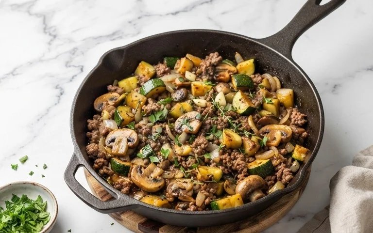 Zucchini-Cbeef hampignonpfanne