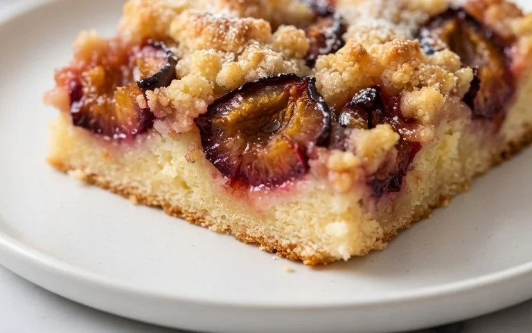 Pflaumenkuchen mit Streusel vom Blech (Quark-Öl-Teig)