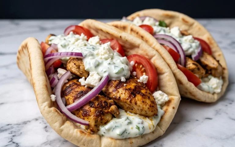 Mediterranes Hähnchen-Gyros mit Feta-Tzatziki genießen!