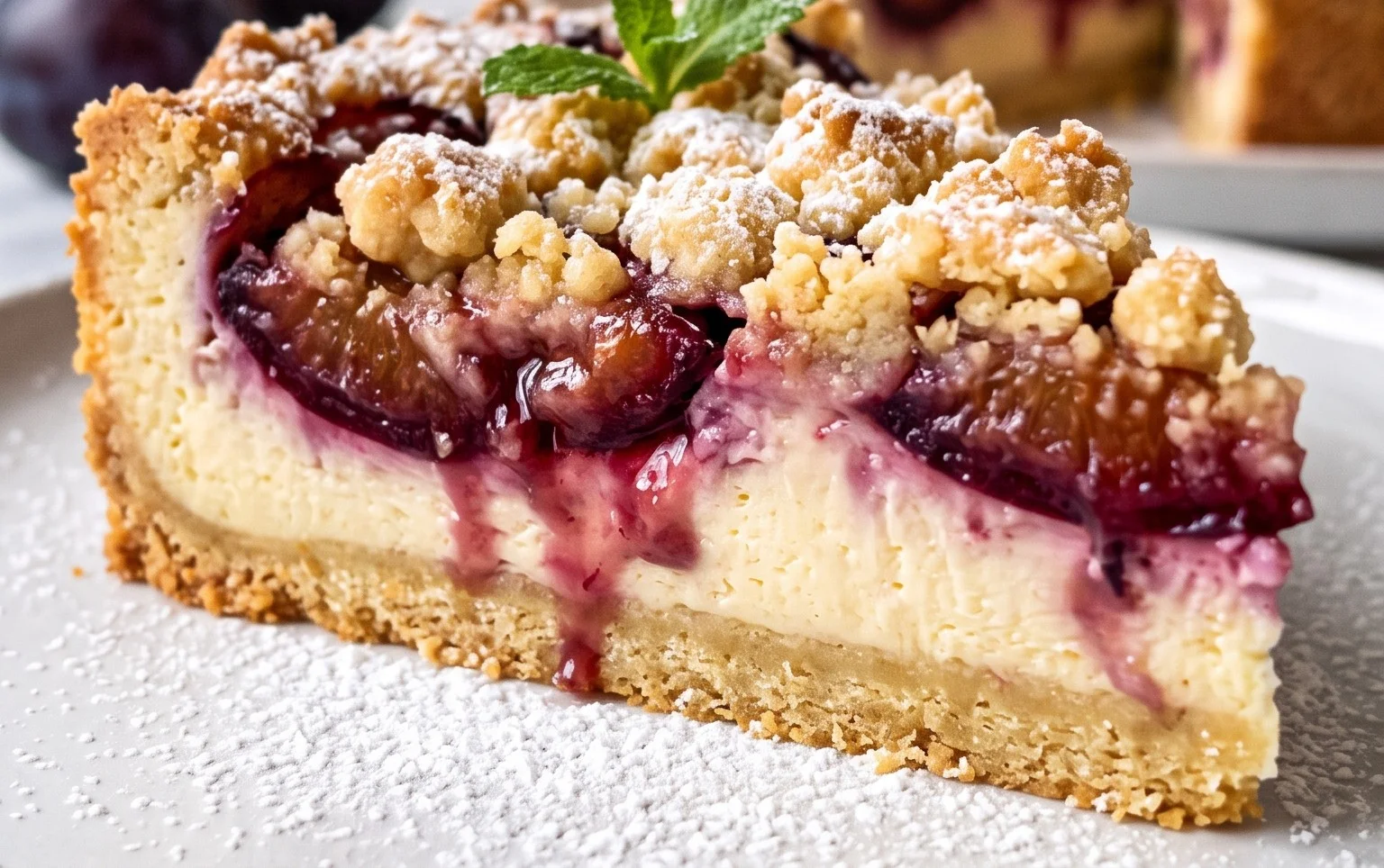 Zwetschgen-Käsekuchen - mit Mürbeteigboden & Streusel