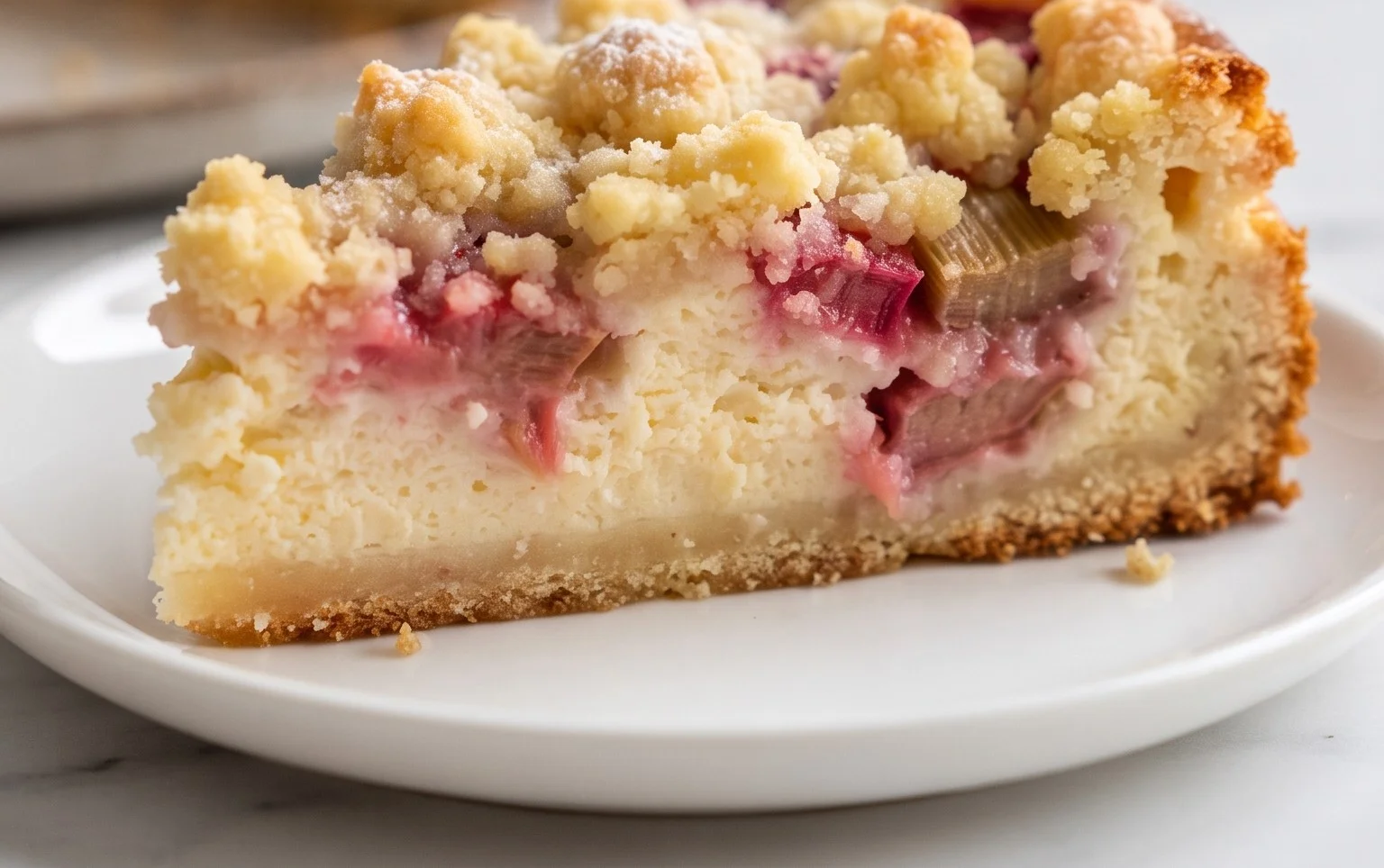 Rhabarber Käsekuchen mit Streuseln