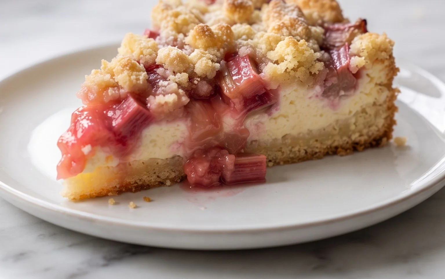 Rhabarber Quarkkuchen mit Butterstreuseln