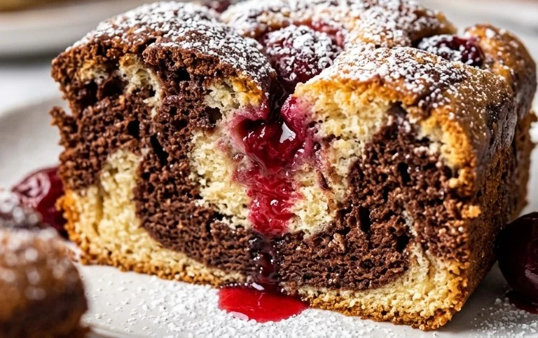 Marmorkuchen mit Kirsch Extracten vom Blech